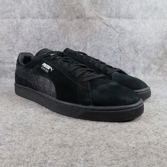 Puma Shoes Mens 13 Sneakers Lifestyle Suede Classic Black Croc Embossed Lace Up - Picture 1 of 13